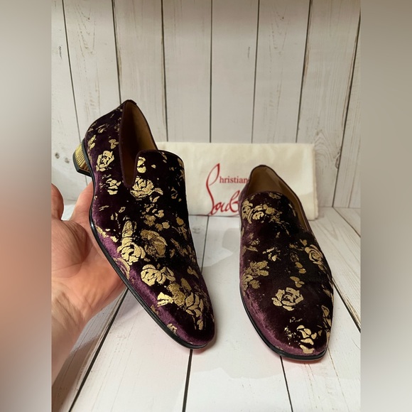 Christian Louboutin Colonnaki Velvet Jacquard Loafer Bordeaux Sz 44 / 11 main image 9